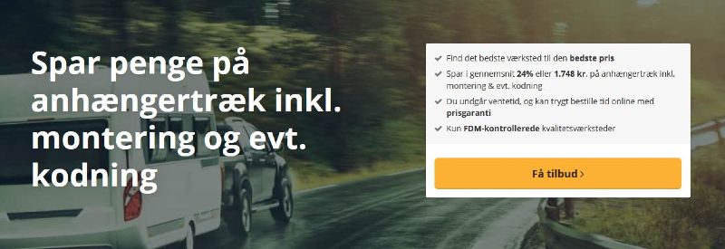 anhængertræk montering priser